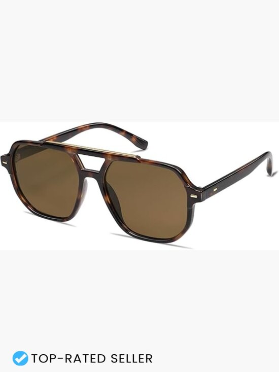Retro Aviator Polarized Sunglasses Square Stylish Frame Unisex Vintage Y2K main image 5